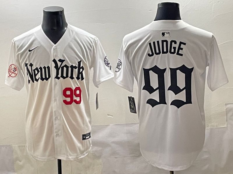 Men 2025 New York Yankees 99 Judge White Five generations Joint Name Nike MLB Jersey style 9